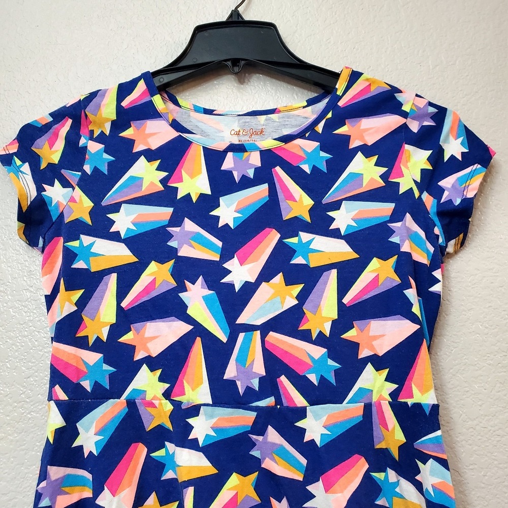 Cat & Jack Girls Geometric Multi-Colored Starburst Dress Size‎ XL 14/16 - Picture 2 of 5